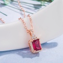 rubelliteplated pendant rose gold square ruby necklacepicture8