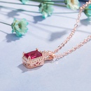 rubelliteplated pendant rose gold square ruby necklacepicture9