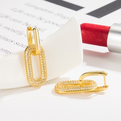 Fashion oval earrings simple copper inlaid zircon earrings wholesale