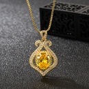 Korean version necklace full diamond citrine heartshaped pendant clavicle chainpicture7