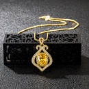 Korean version necklace full diamond citrine heartshaped pendant clavicle chainpicture8
