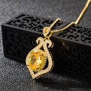Korean version necklace full diamond citrine heartshaped pendant clavicle chainpicture9