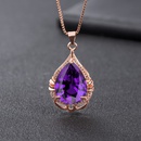 dropshaped amethyst pendant fashion diamond zircon purple diamond pendant necklacepicture7