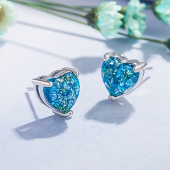 Heart-shaped Opal Earrings European and American Colorful Stone Zircon Earrings