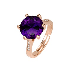 round zircon amethyst open six-claw zircon-set purple diamond ring simple