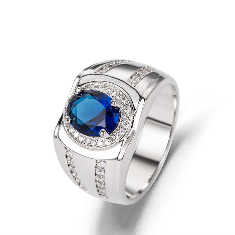 sapphire trendy Europe and the United States diamond ring zircon ring simple jewelry