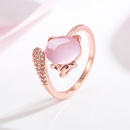 Korean sweet micro diamond fox hibiscus stone cute animal ring niche hand jewelrypicture8