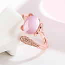Korean sweet micro diamond fox hibiscus stone cute animal ring niche hand jewelrypicture9