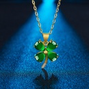 Korean version green agate fourleaf clover necklace green chalcedony fourleaf clover pendant clavicle chain jewelrypicture7