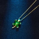 Korean version green agate fourleaf clover necklace green chalcedony fourleaf clover pendant clavicle chain jewelrypicture8