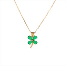 Korean version green agate fourleaf clover necklace green chalcedony fourleaf clover pendant clavicle chain jewelrypicture11