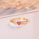 heartshaped red corundum European and American gold color diamond red corundum ring fashion jewelrypicture8