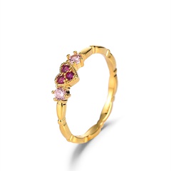heart-shaped red corundum European and American gold color diamond red corundum ring fashion jewelry