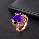 hollow amethyst European and American inlaid emerald amethyst ring fashion jewelrypicture8