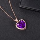 Korean fashion heartshaped amethyst pendant full diamond love heart pendant necklace simple jewelrypicture8