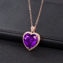 Korean fashion heartshaped amethyst pendant full diamond love heart pendant necklace simple jewelrypicture9