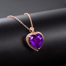 Korean fashion heartshaped amethyst pendant full diamond love heart pendant necklace simple jewelrypicture10