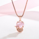 Korean version of micro diamond fox pendant cute hibiscus stone fox necklace simple clavicle chain necklacepicture7