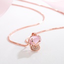 Korean version of micro diamond fox pendant cute hibiscus stone fox necklace simple clavicle chain necklacepicture8