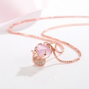 Korean version of micro diamond fox pendant cute hibiscus stone fox necklace simple clavicle chain necklacepicture9