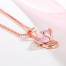 Korean version of micro diamond fox pendant cute hibiscus stone fox necklace simple clavicle chain necklacepicture10