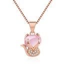 Korean version of micro diamond fox pendant cute hibiscus stone fox necklace simple clavicle chain necklacepicture11