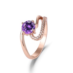 new zircon-encrusted purple ring European and American rose gold purple zircon ring jewelry
