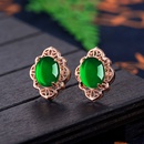 Retro ethnic style hollow green chalcedony earrings retro green agate earrings jewelrypicture8