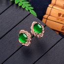 Retro ethnic style hollow green chalcedony earrings retro green agate earrings jewelrypicture11