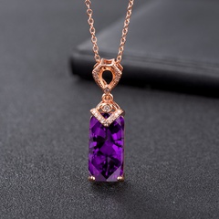 square diamond amethyst pendant European and American crystal pendant necklace fashion jewelry