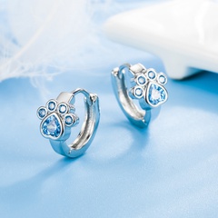 Korean fashion cute sea blue zircon cat claw earrings copper inlaid zircon earrings wholesale