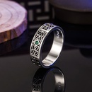 inlaid emerald silver ring European and American retro emerald ringpicture8