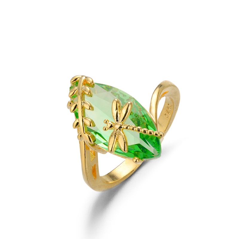 European and American crossborder green new dragonfly olive emerald ring fashion jewelry