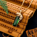 Inlaid Emerald Golden Leopard Pendant Retro Emerald Necklace Jewelrypicture10