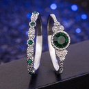 Europe and America twocolor double ring emerald zircon ring sapphire ringpicture8