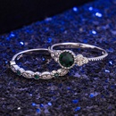 Europe and America twocolor double ring emerald zircon ring sapphire ringpicture9