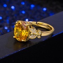 citrine gemstone ring goldplated microinlaid zircon retro open ringpicture10