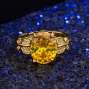 citrine gemstone ring goldplated microinlaid zircon retro open ringpicture11