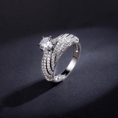full zircon engagement elegant and fashionable full diamond ring zircon jewelry