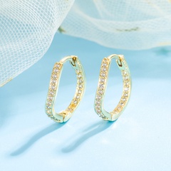 European and American diamond wavy earrings female 18k gold inlaid zircon earrings