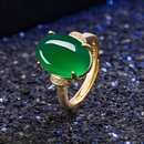 Retro ethnic green agate ancient gold green chalcedony ancient gold ring simple fashionpicture8
