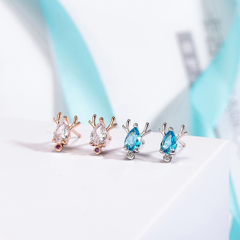 Korean version diamond antler earrings Valentines Day gift