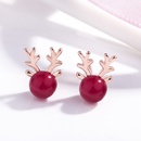 Korean style elk antler earrings inlaid pomegranate red antler earrings red beads earrings jewelrypicture7