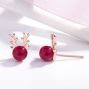 Korean style elk antler earrings inlaid pomegranate red antler earrings red beads earrings jewelrypicture8
