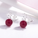 Korean style elk antler earrings inlaid pomegranate red antler earrings red beads earrings jewelrypicture9