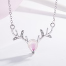 Korean moonstone small antler necklace colorful moonlight antler clavicle chain jewelrypicture6