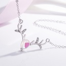 Korean moonstone small antler necklace colorful moonlight antler clavicle chain jewelrypicture8