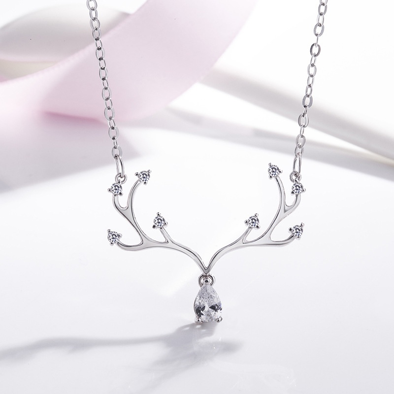 new elk antler necklace zircon Christmas antler clavicle chain simple fashion jewelry wholesale
