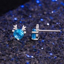 Korean version blue diamond antler earrings elk antlers blue crystal earringspicture9