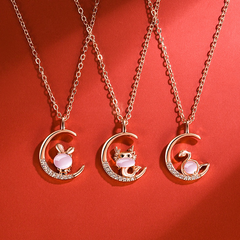 Korean version of hibiscus stone zodiac pendant diamond necklace pendant fashion accessories